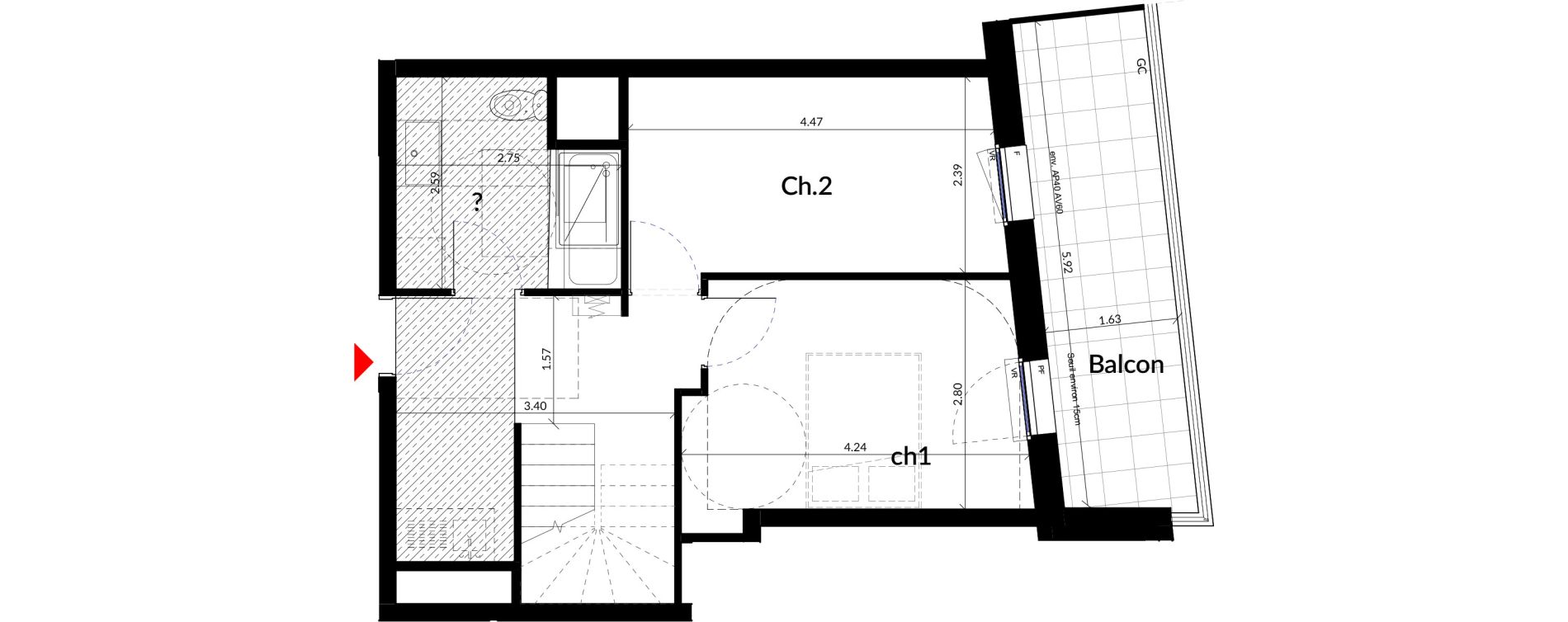 Appartement T3 de 72,70 m2 &agrave; Colombes Stade