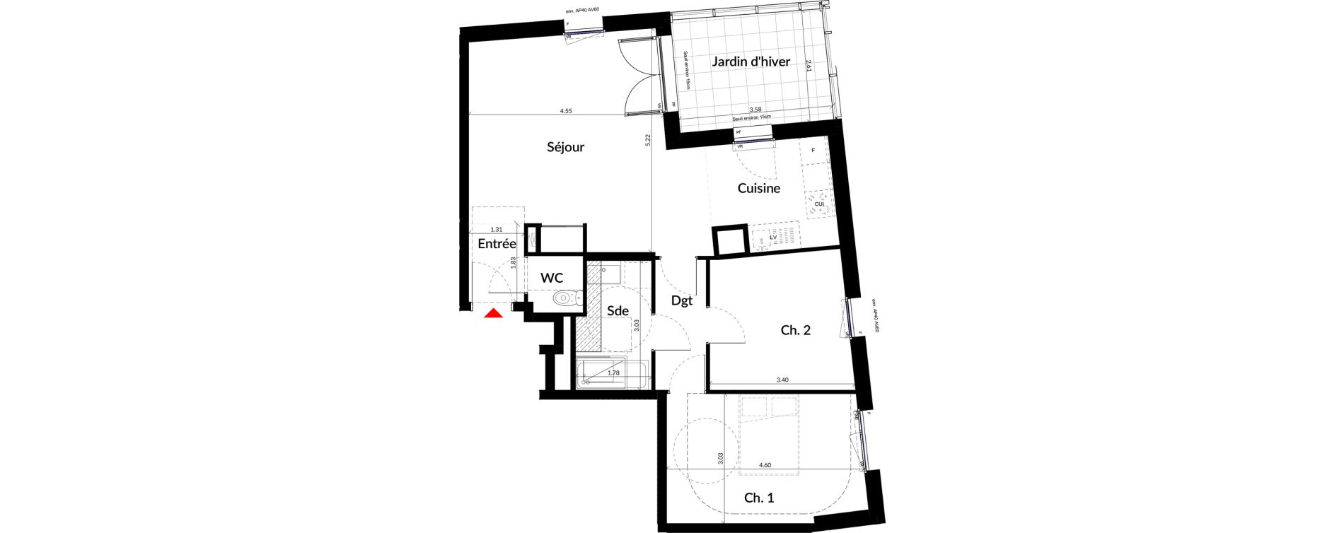 Appartement T3 de 67,90 m2 &agrave; Colombes Stade