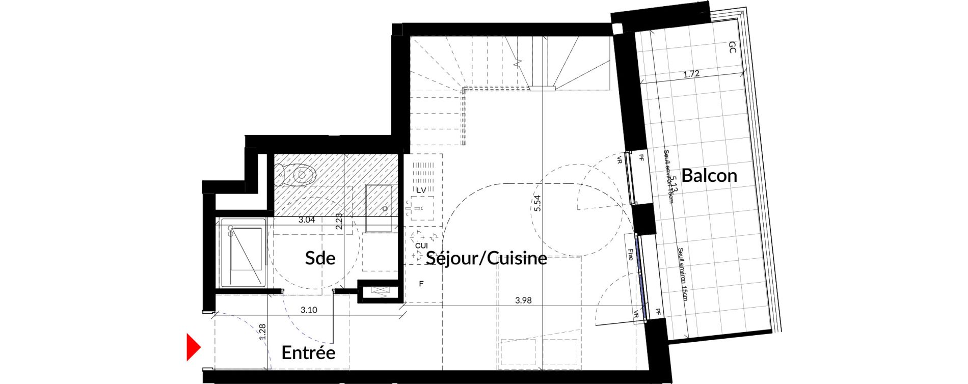 Appartement T2 de 51,10 m2 &agrave; Colombes Stade