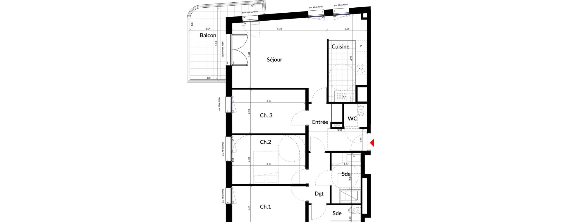 Appartement T4 de 85,80 m2 &agrave; Colombes Stade