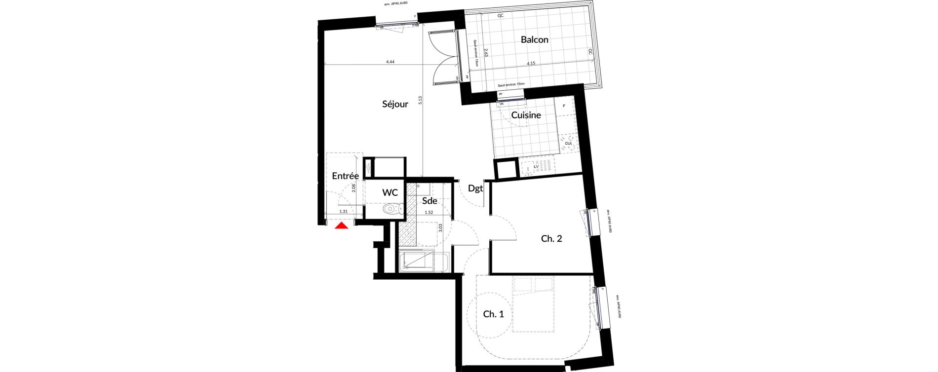 Appartement T3 de 68,20 m2 &agrave; Colombes Stade