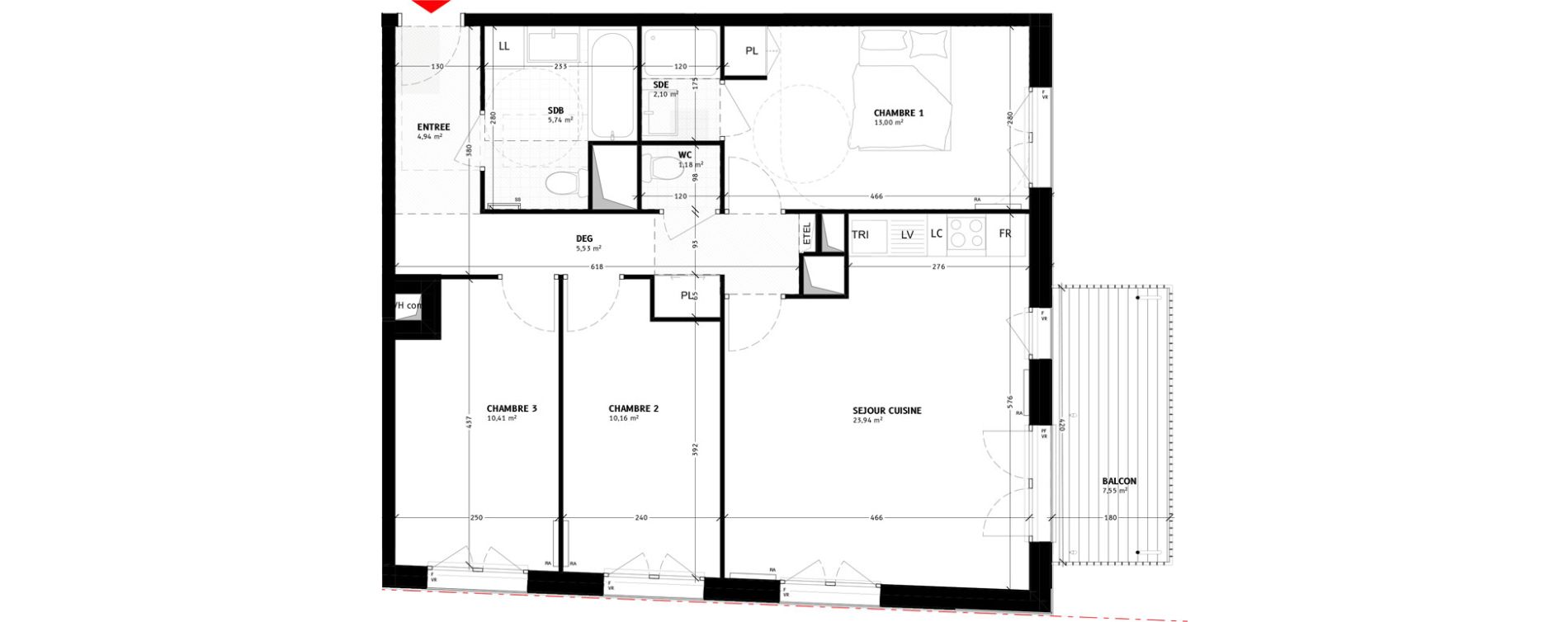 Appartement T4 de 77,00 m2 &agrave; Colombes Agent sarre