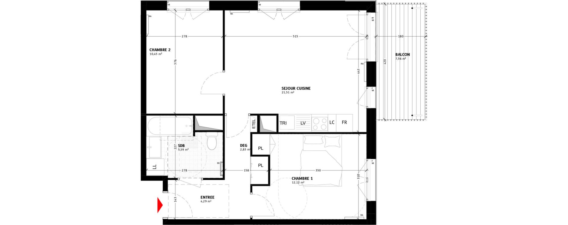 Appartement T3 de 56,79 m2 &agrave; Colombes Agent sarre