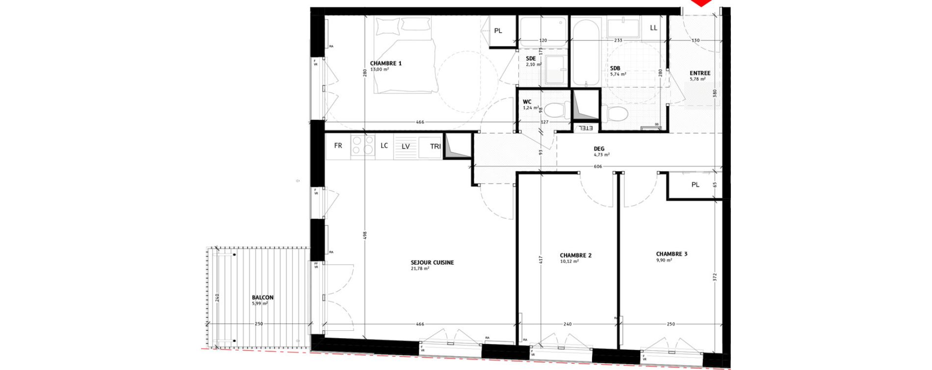 Appartement T4 de 74,39 m2 &agrave; Colombes Agent sarre