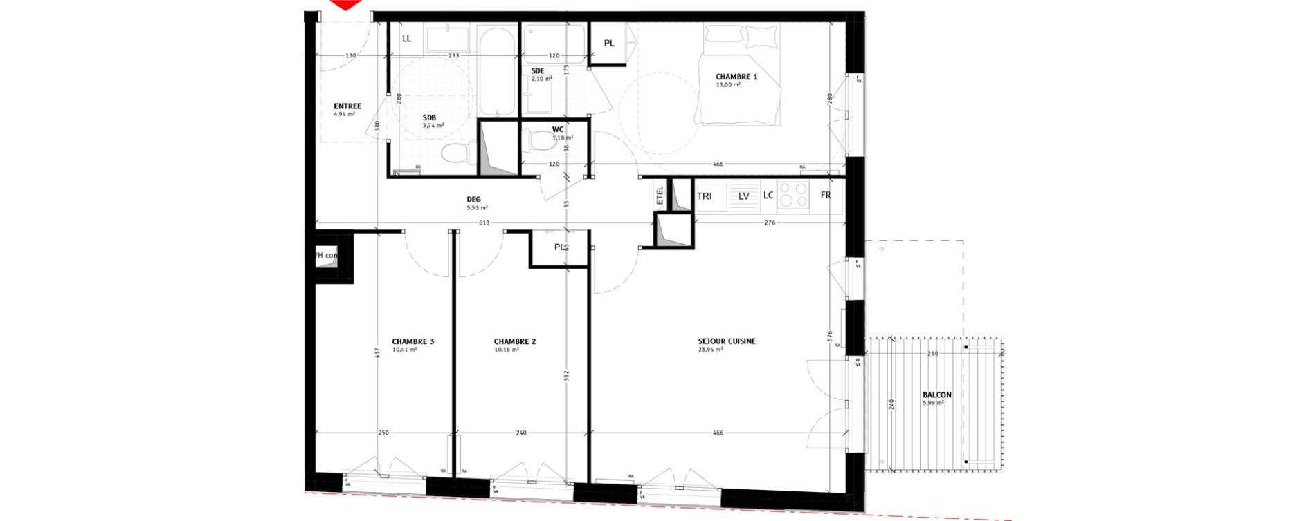 Appartement T4 de 77,00 m2 &agrave; Colombes Agent sarre