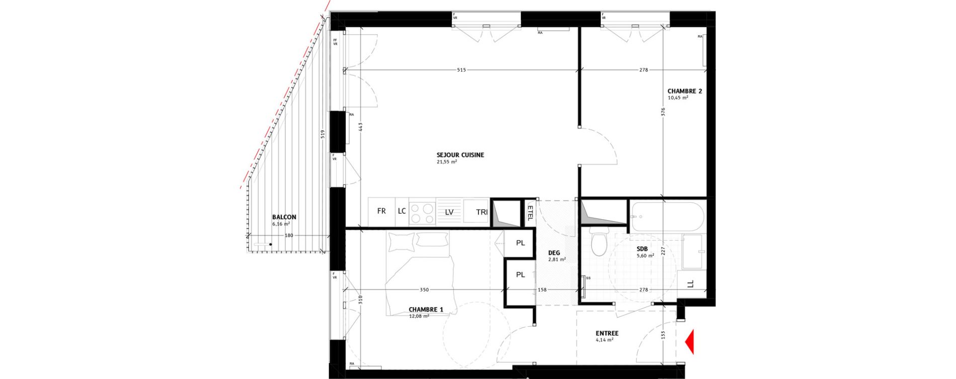 Appartement T3 de 56,63 m2 &agrave; Colombes Agent sarre