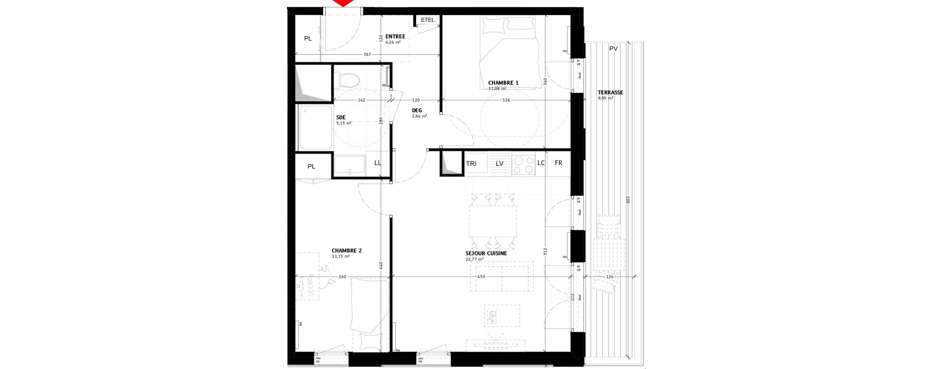 Appartement T3 de 57,01 m2 &agrave; Colombes Agent sarre