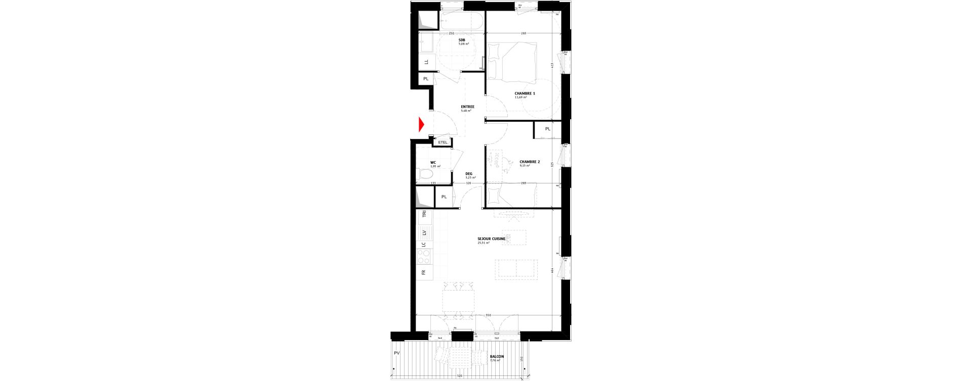 Appartement T3 de 62,11 m2 &agrave; Colombes Agent sarre