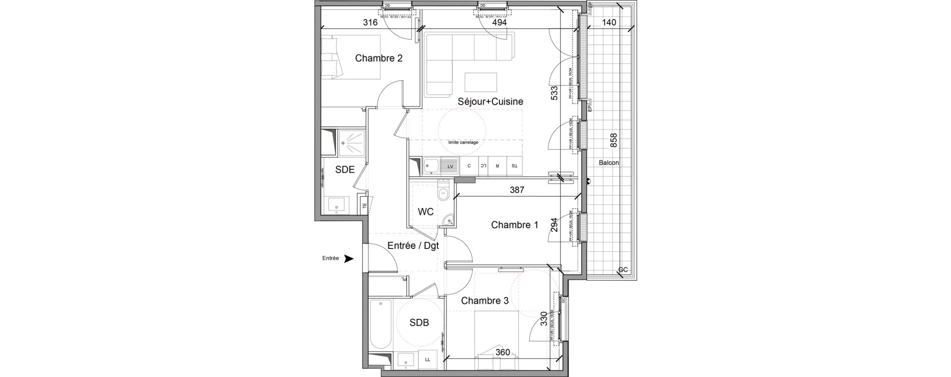 Appartement T4 de 84,90 m2 &agrave; Colombes Charles de gaulle sud victor basch