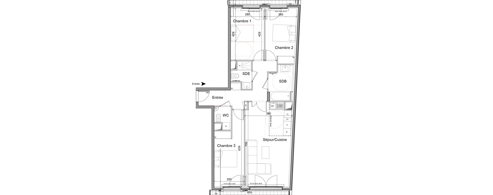 Appartement T4 de 84,90 m2 &agrave; Colombes Charles de gaulle sud victor basch
