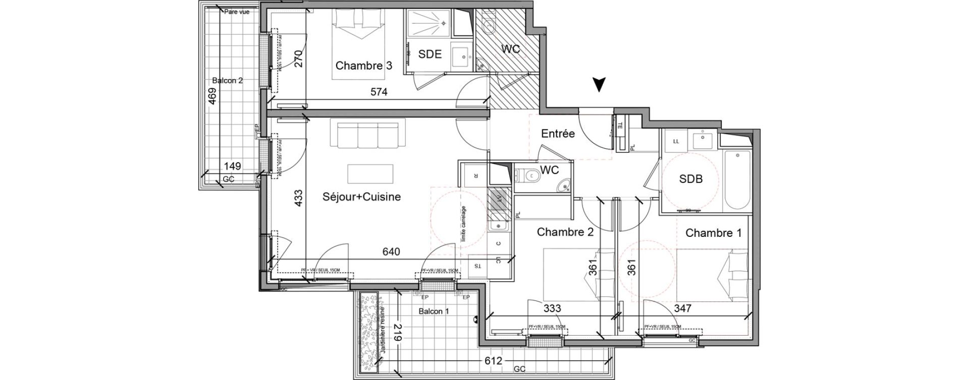 Appartement T4 de 80,14 m2 &agrave; Colombes Charles de gaulle sud victor basch