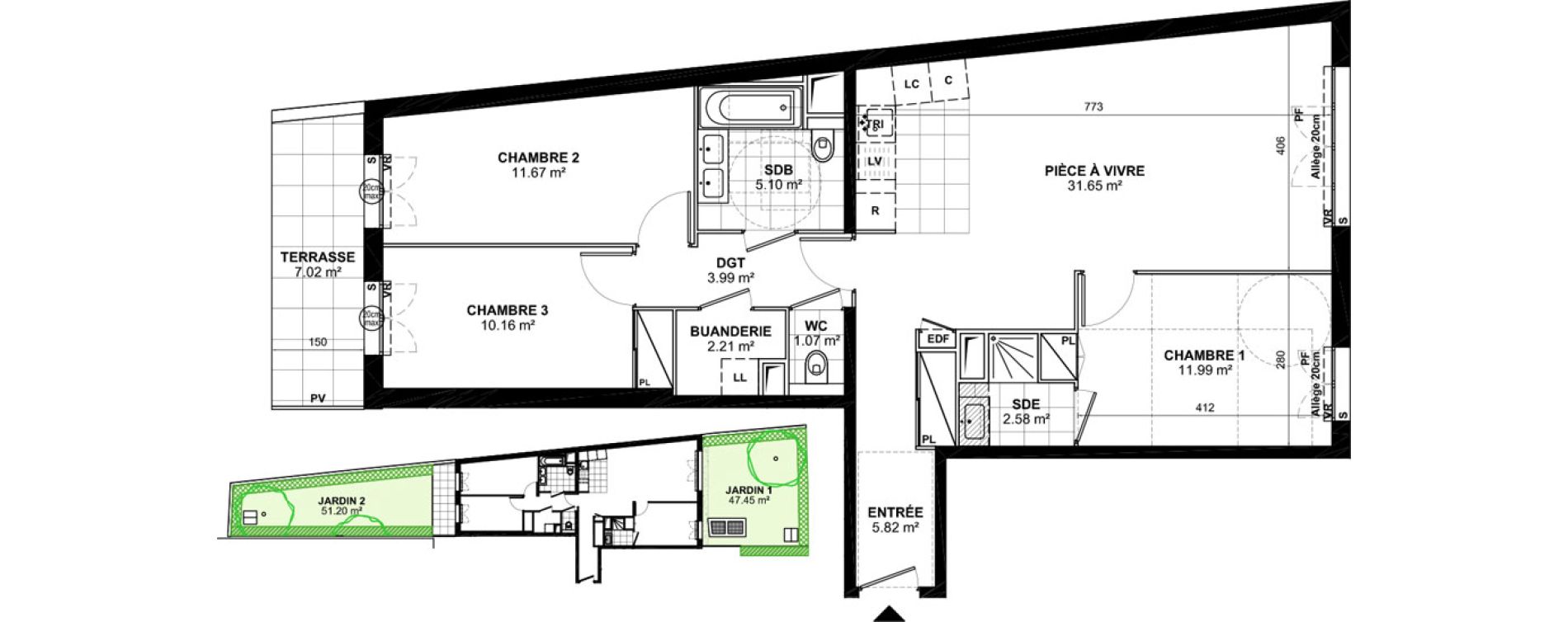 Appartement T4 de 86,24 m2 &agrave; Colombes Centre