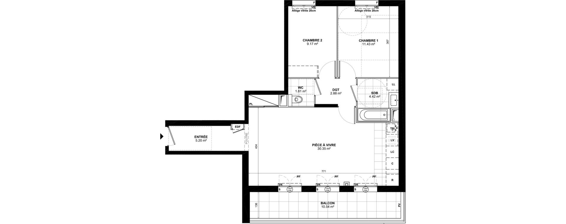 Appartement T3 de 65,26 m2 &agrave; Colombes Centre