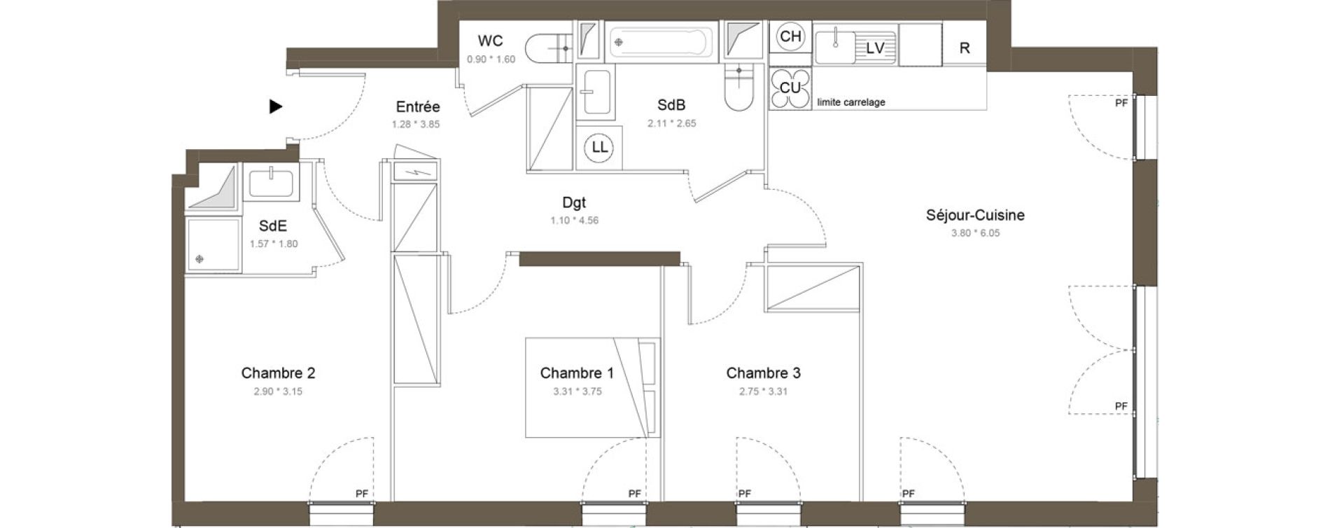 Appartement T4 de 80,65 m2 &agrave; Colombes Gabriel p&eacute;ri - estiennes d orves