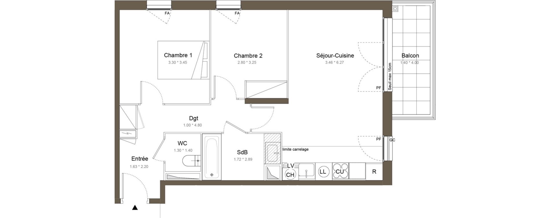 Appartement T3 de 59,10 m2 &agrave; Colombes Gabriel p&eacute;ri - estiennes d orves