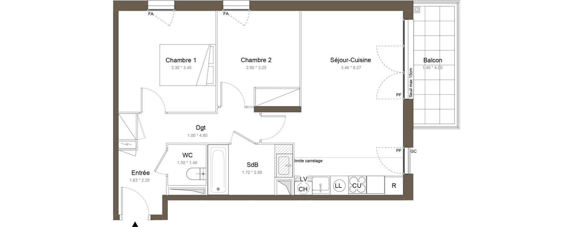 Appartement T3 de 59,10 m2 &agrave; Colombes Gabriel p&eacute;ri - estiennes d orves