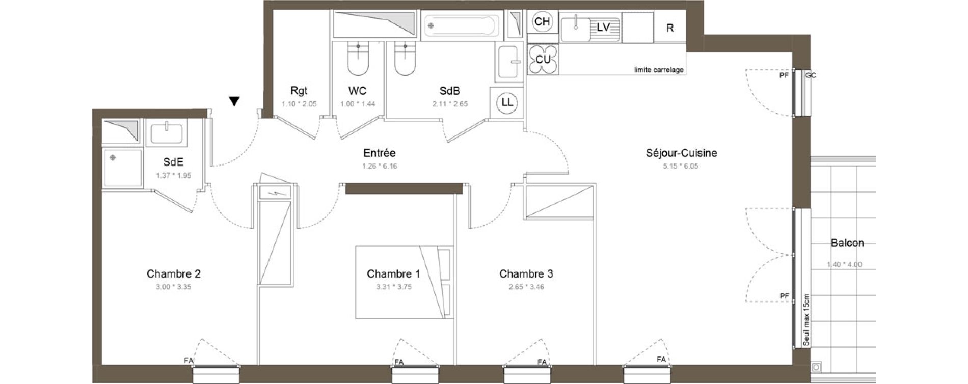 Appartement T4 de 79,19 m2 &agrave; Colombes Gabriel p&eacute;ri - estiennes d orves