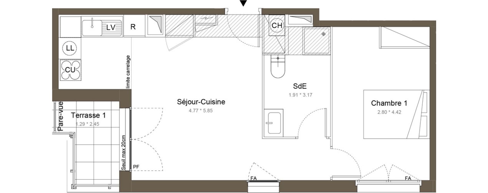 Appartement T2 de 42,75 m2 &agrave; Colombes Gabriel p&eacute;ri - estiennes d orves