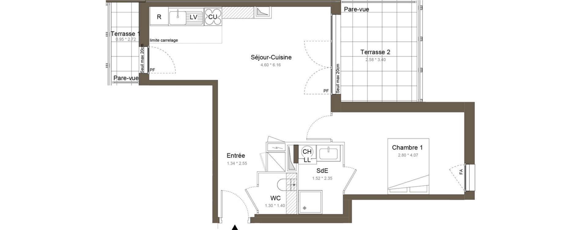 Appartement T2 de 44,55 m2 &agrave; Colombes Gabriel p&eacute;ri - estiennes d orves