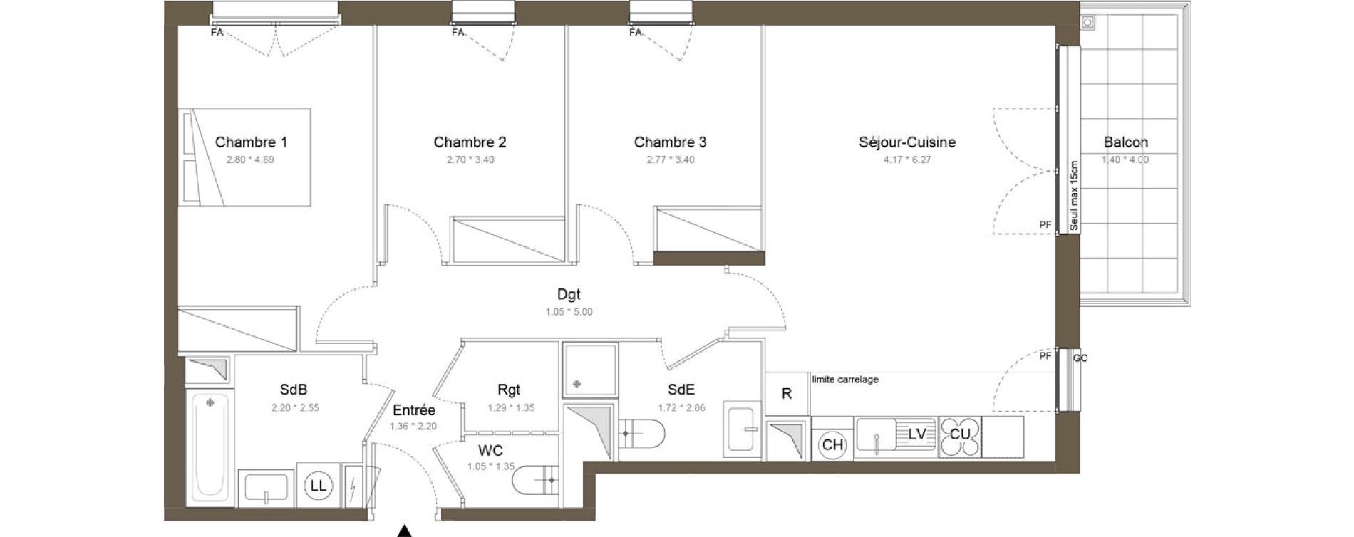 Appartement T4 de 78,60 m2 &agrave; Colombes Gabriel p&eacute;ri - estiennes d orves