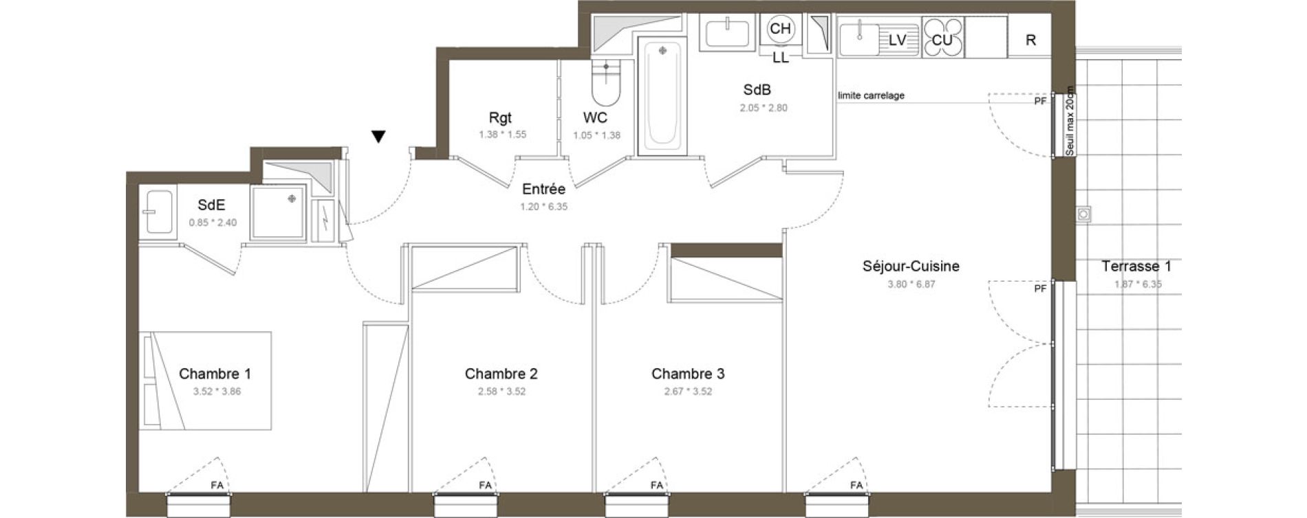 Appartement T4 de 74,85 m2 &agrave; Colombes Gabriel p&eacute;ri - estiennes d orves