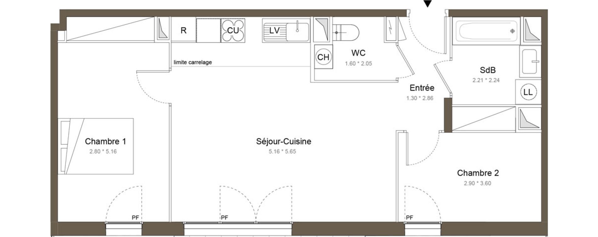 Appartement T3 de 59,75 m2 &agrave; Colombes Gabriel p&eacute;ri - estiennes d orves