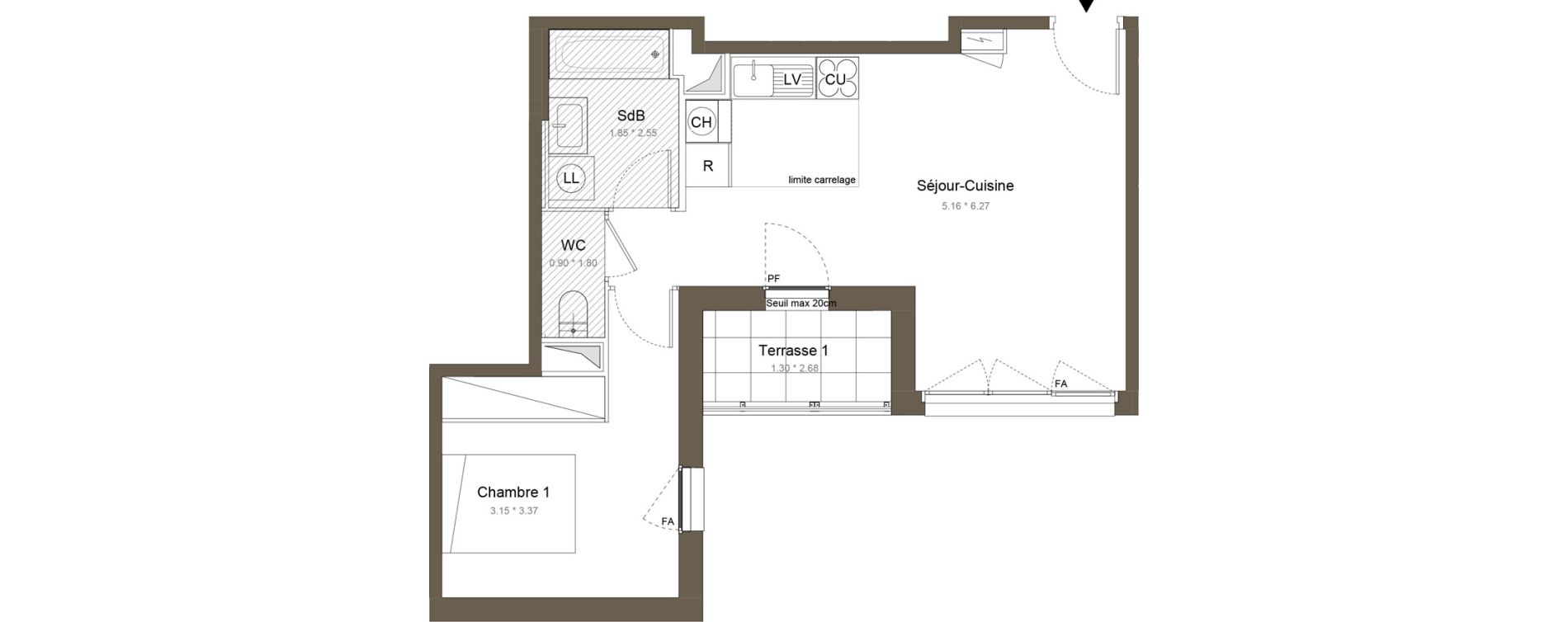 Appartement T2 de 44,70 m2 &agrave; Colombes Gabriel p&eacute;ri - estiennes d orves