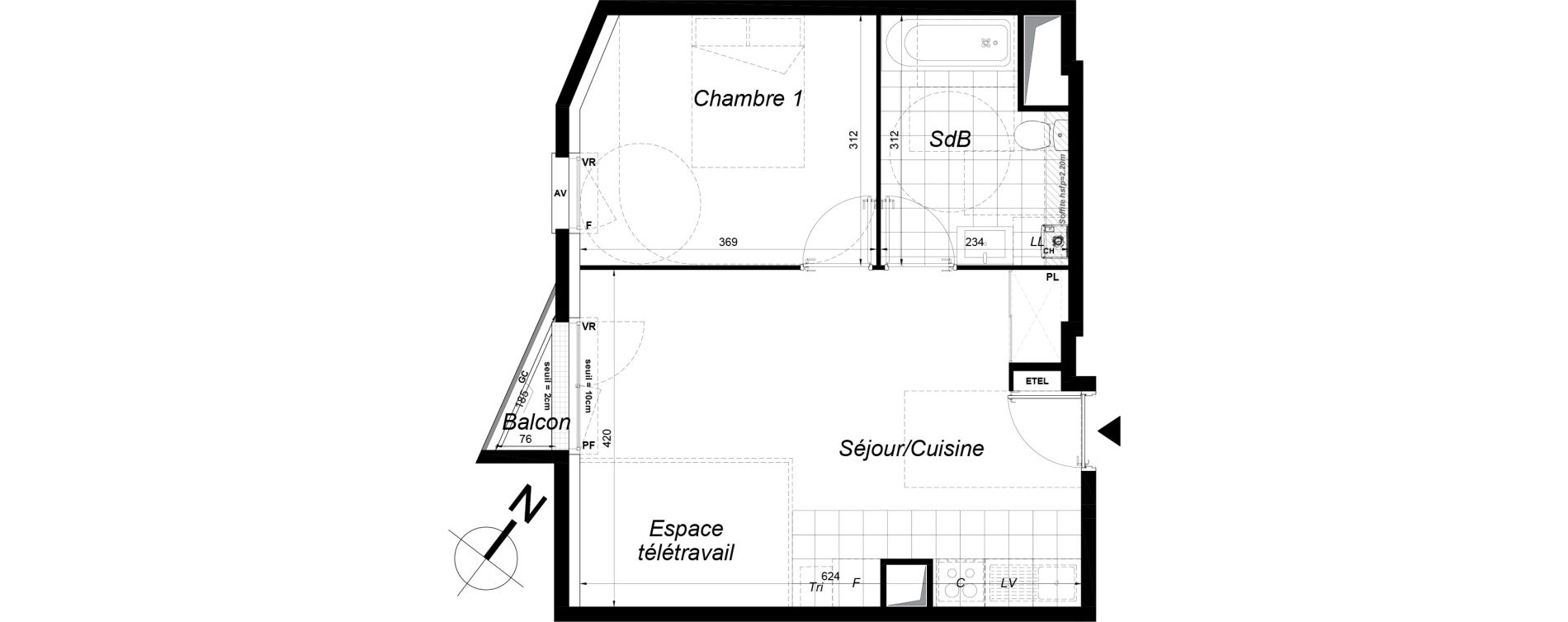 Appartement T2 de 43,10 m2 &agrave; Colombes Gabriel p&eacute;ri - estiennes d orves
