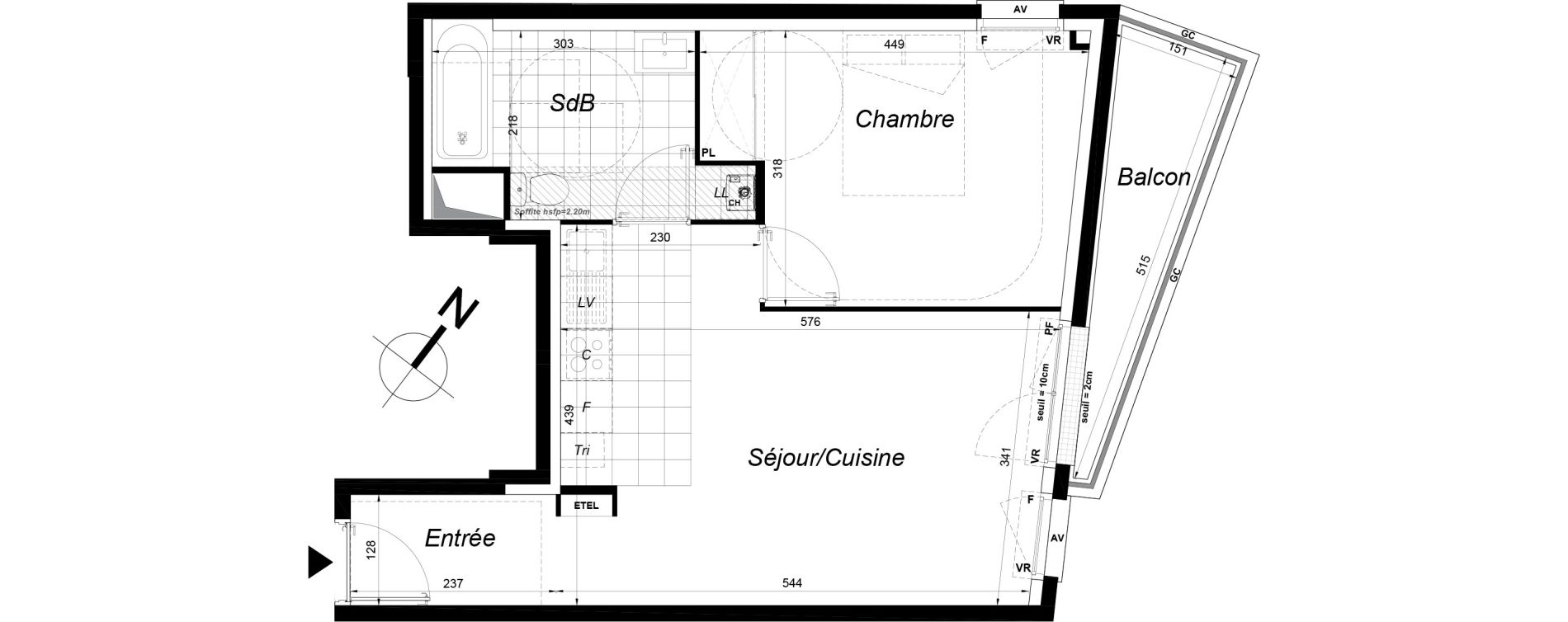 Appartement T2 de 43,15 m2 &agrave; Colombes Gabriel p&eacute;ri - estiennes d orves
