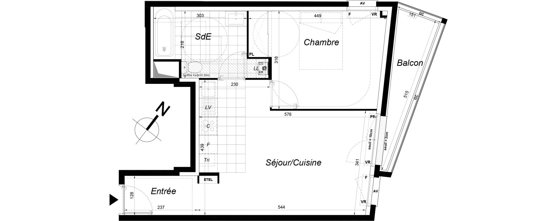 Appartement T2 de 43,15 m2 &agrave; Colombes Gabriel p&eacute;ri - estiennes d orves