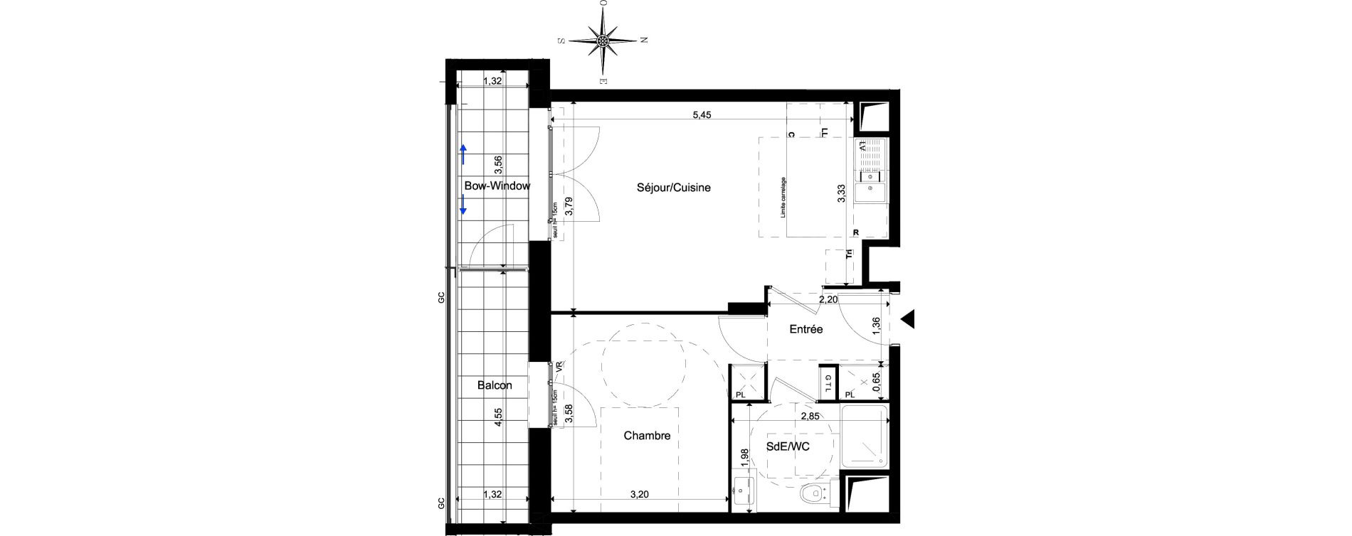 Appartement T2 de 42,72 m2 &agrave; Courbevoie Fauvelles