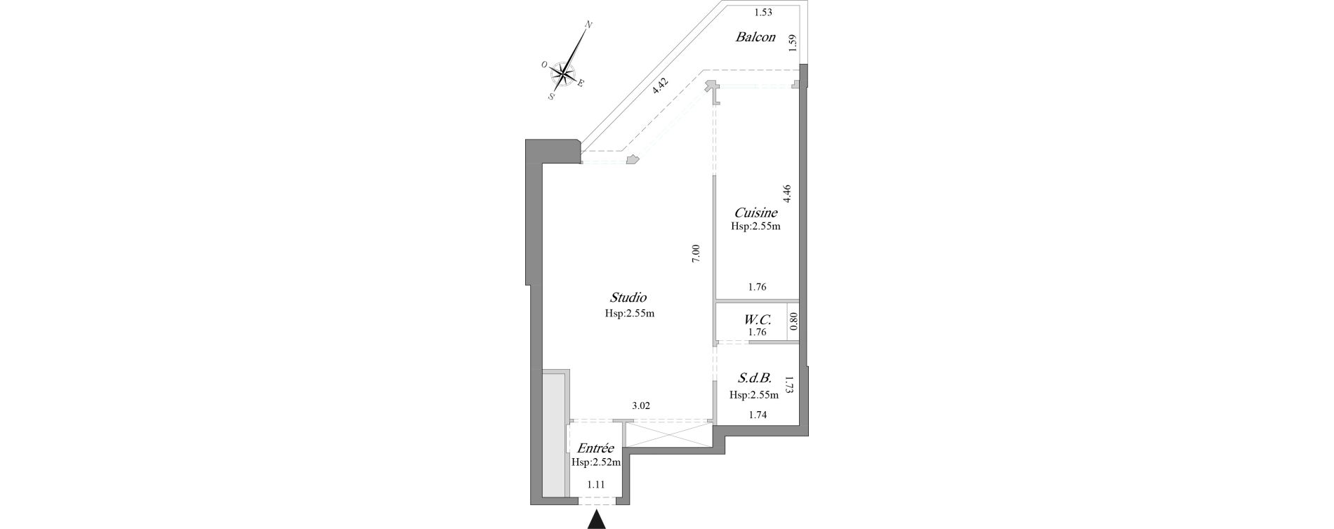Appartement T1 de 35,15 m2 &agrave; Courbevoie B&eacute;con