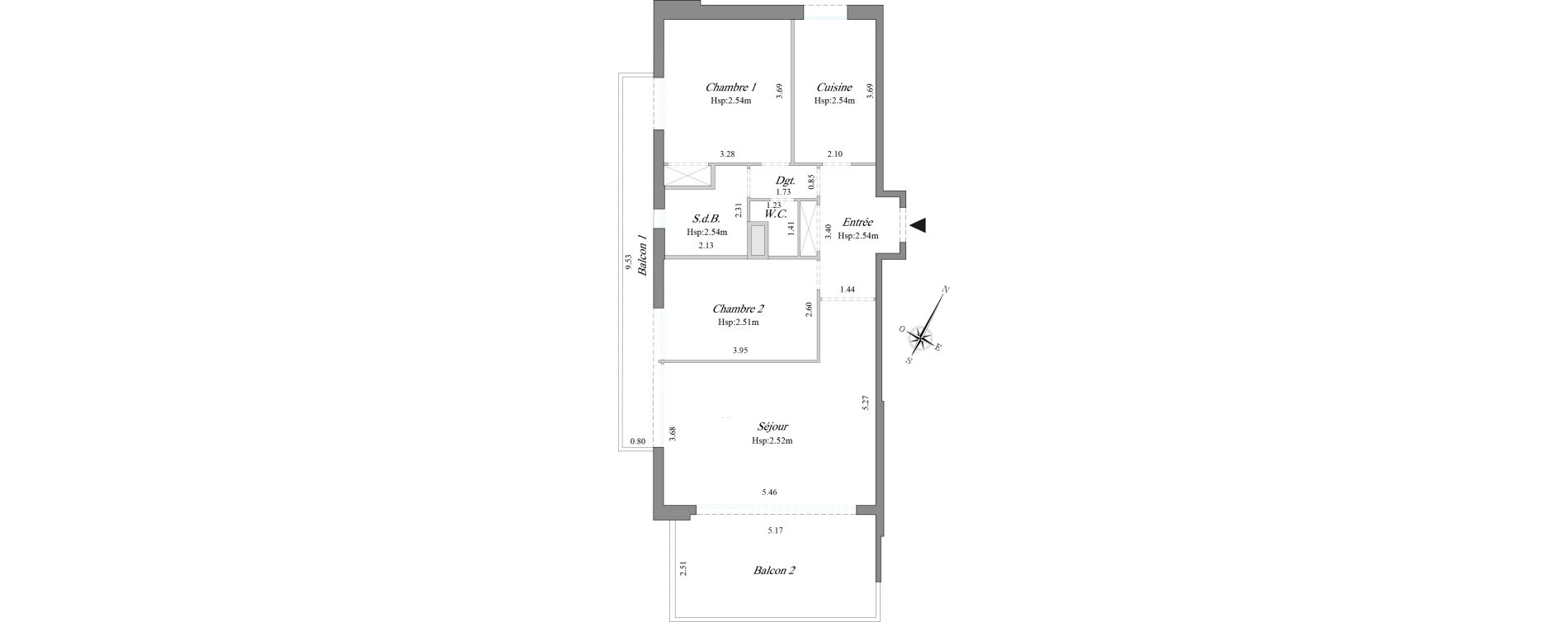 Appartement T3 de 66,45 m2 &agrave; Courbevoie B&eacute;con