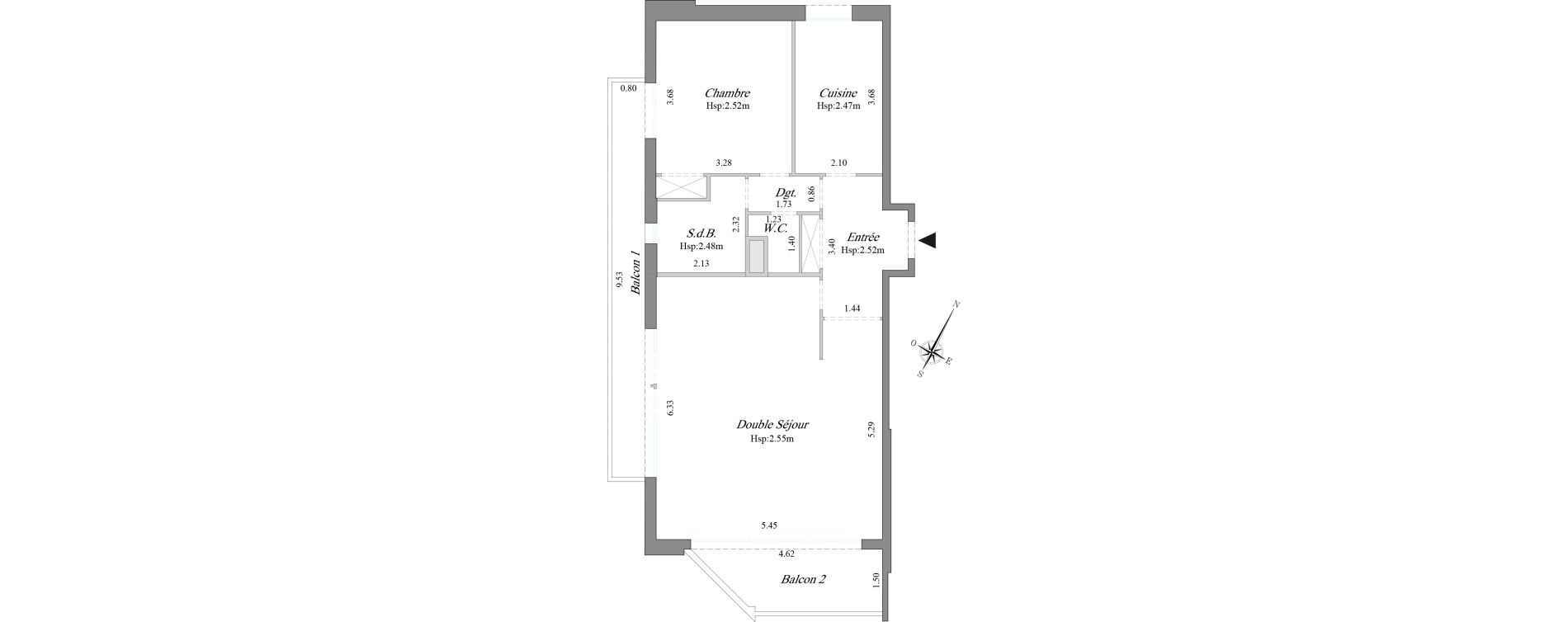 Appartement T2 de 66,60 m2 &agrave; Courbevoie B&eacute;con