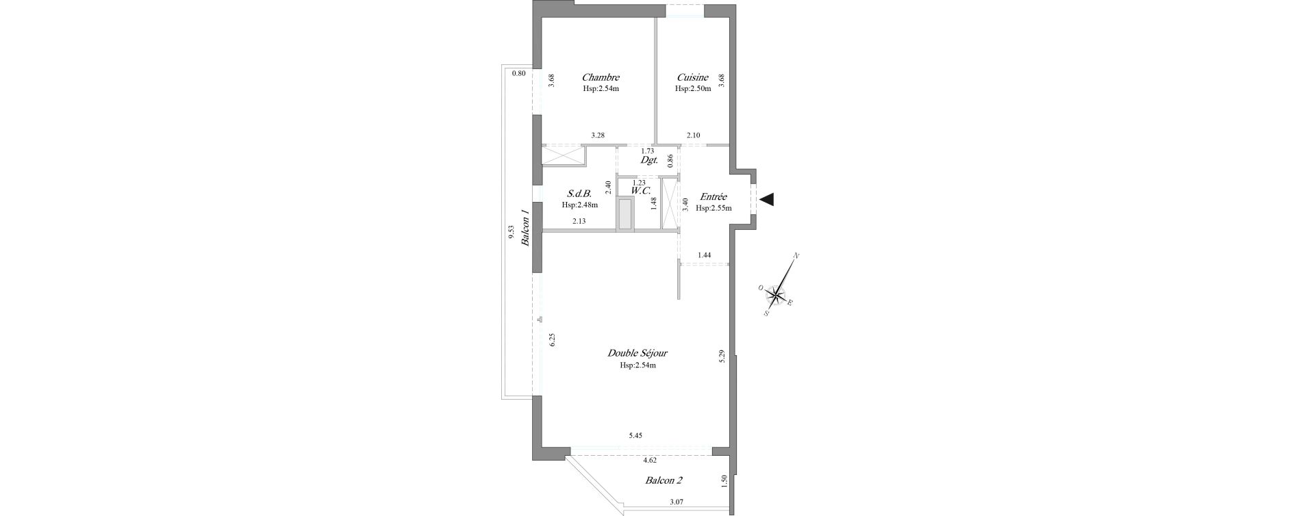 Appartement T2 de 66,50 m2 &agrave; Courbevoie B&eacute;con