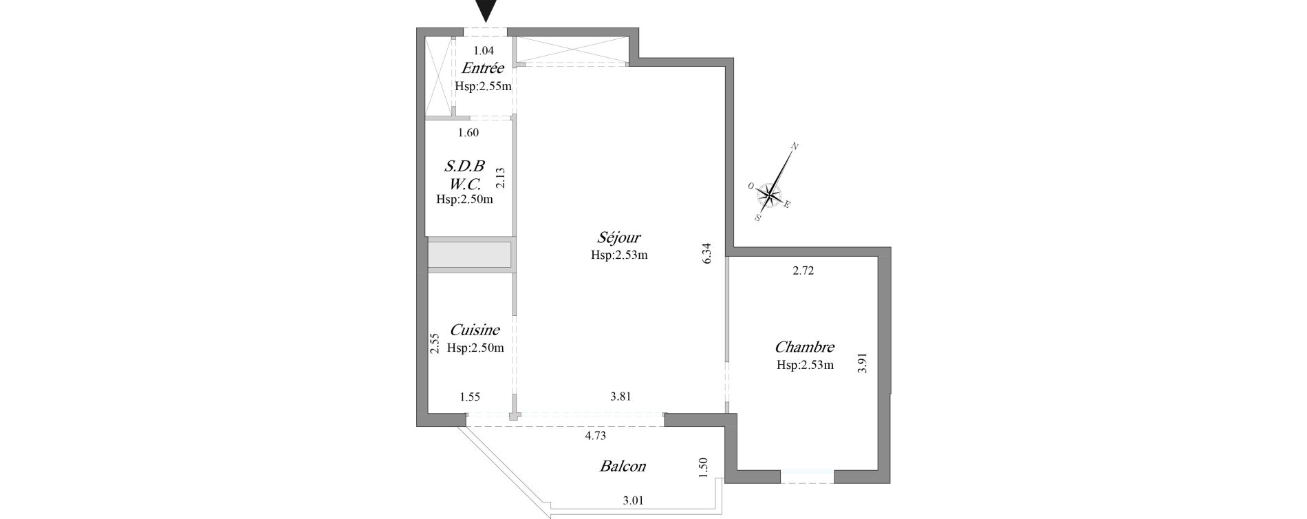 Appartement T2 de 45,20 m2 &agrave; Courbevoie B&eacute;con