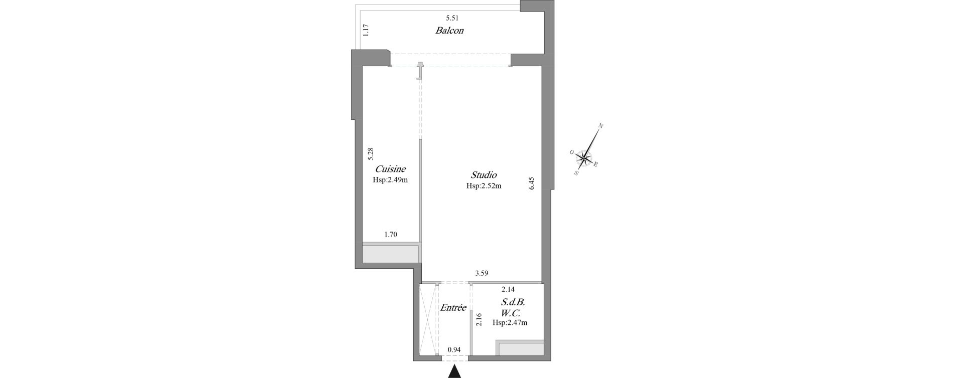 Appartement T1 de 39,10 m2 &agrave; Courbevoie B&eacute;con