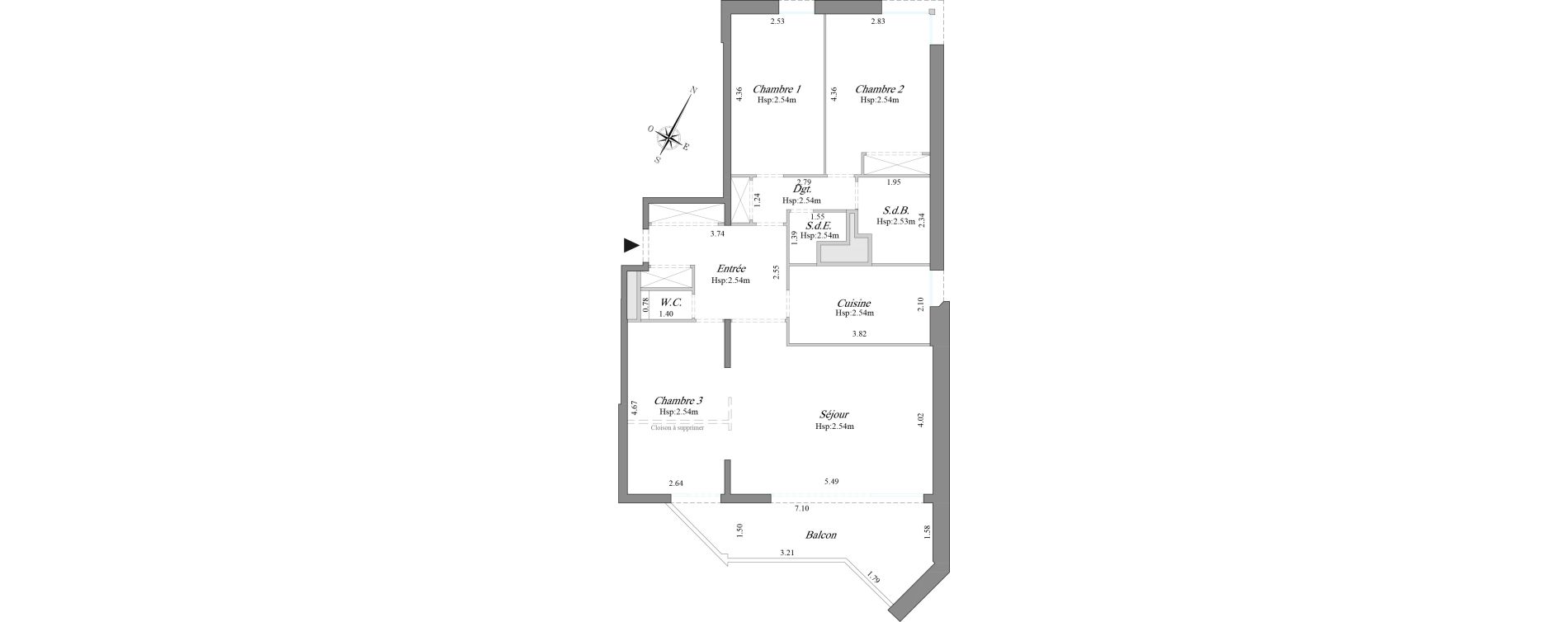 Appartement T4 de 86,45 m2 &agrave; Courbevoie B&eacute;con