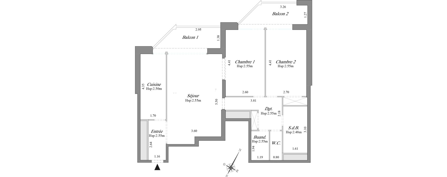Appartement T3 de 70,25 m2 &agrave; Courbevoie B&eacute;con