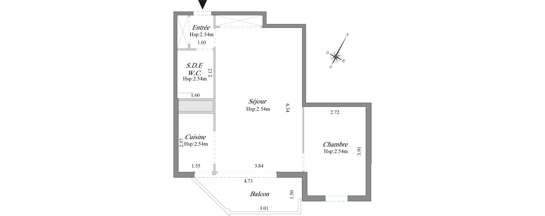 Appartement T2 de 45,25 m2 &agrave; Courbevoie B&eacute;con