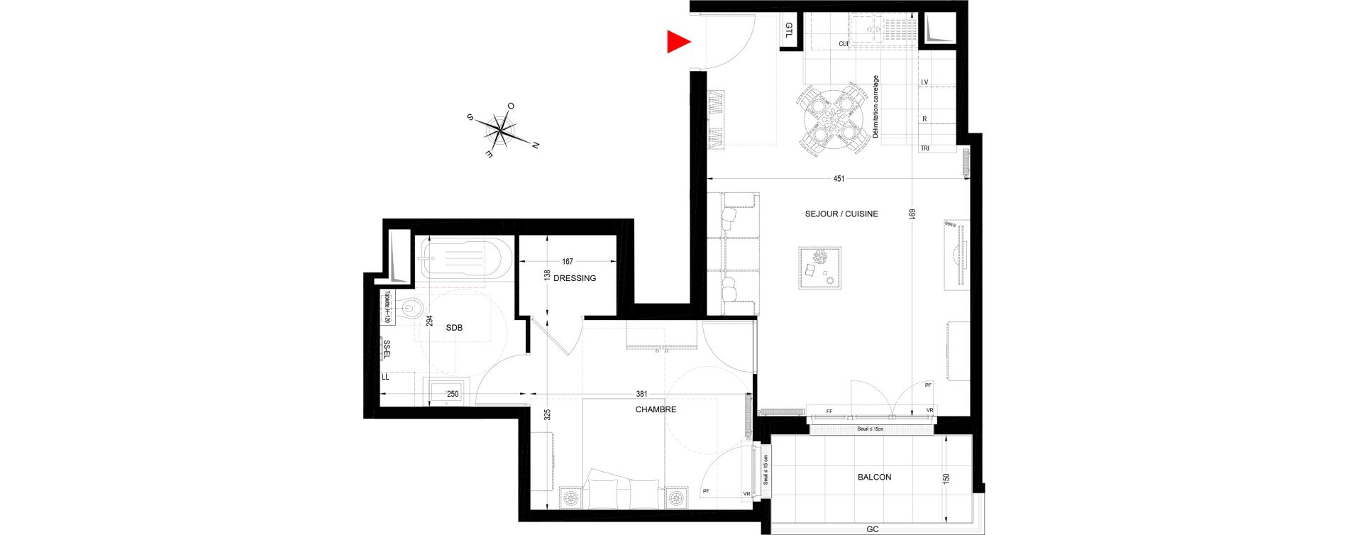 Appartement T2 de 49,64 m2 &agrave; Fontenay-Aux-Roses Scarron