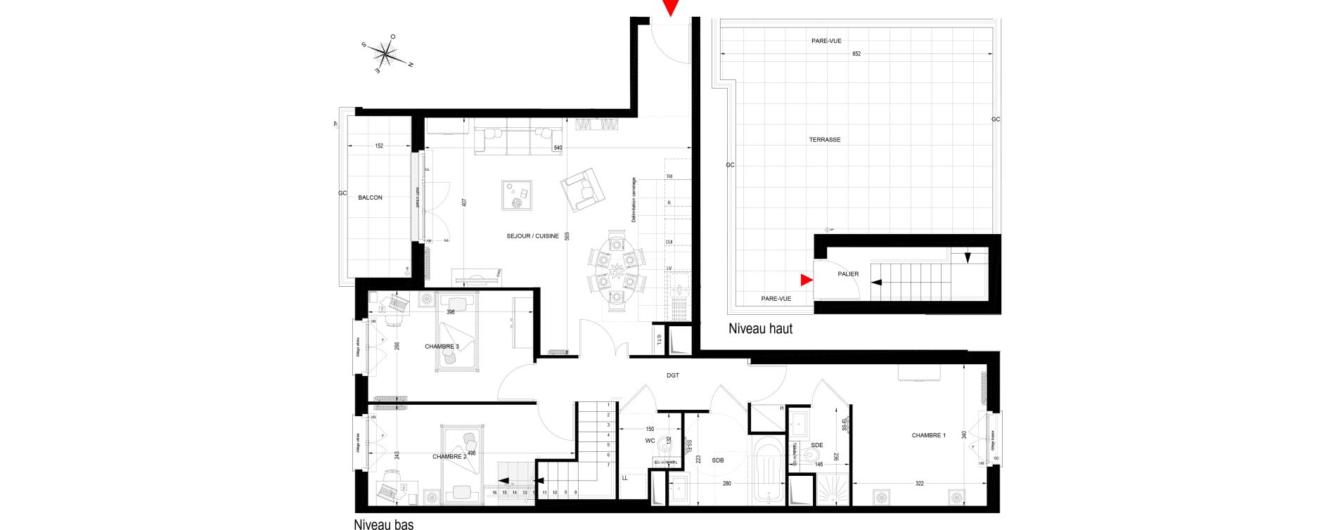 Duplex T4 de 87,33 m2 &agrave; Fontenay-Aux-Roses Scarron