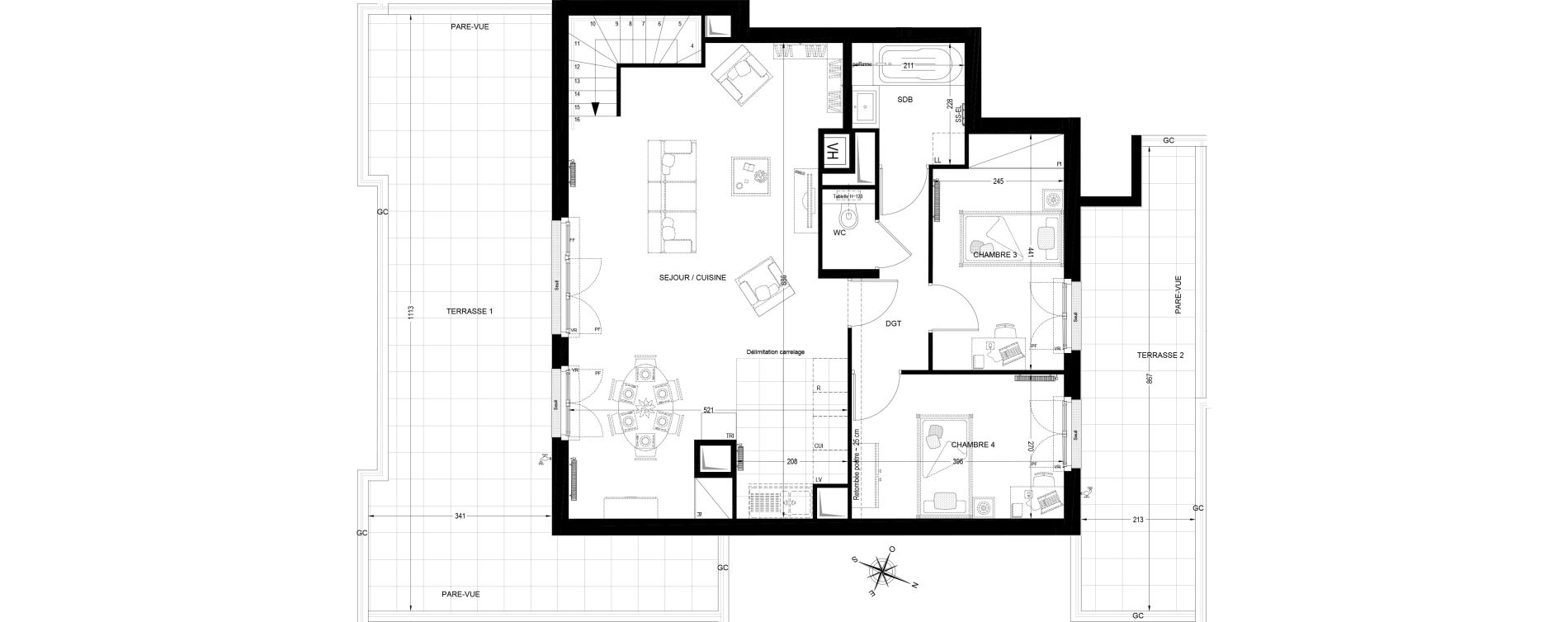 Duplex T5 de 114,49 m2 &agrave; Fontenay-Aux-Roses Scarron