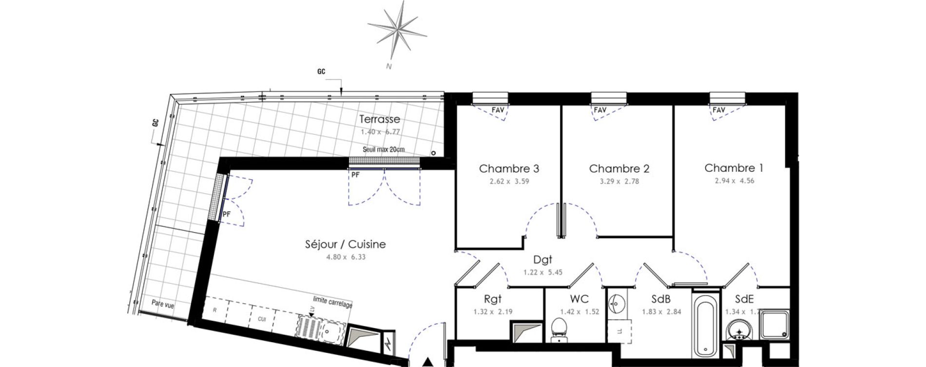 Appartement T4 de 75,50 m2 &agrave; Fontenay-Aux-Roses Centre