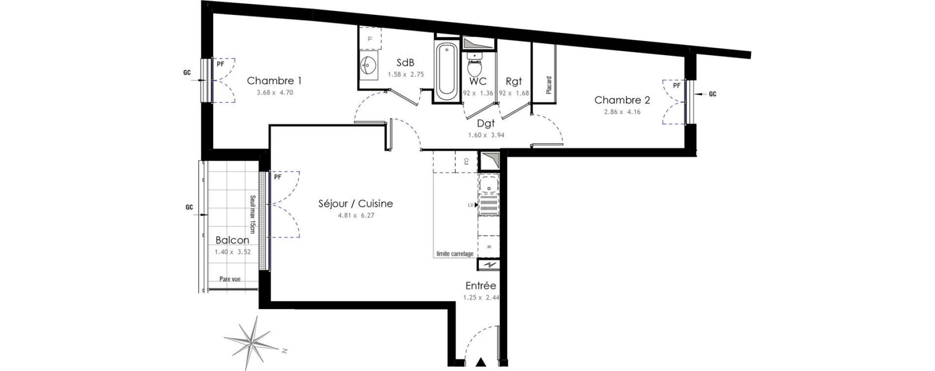 Appartement T3 de 66,55 m2 &agrave; Fontenay-Aux-Roses Centre
