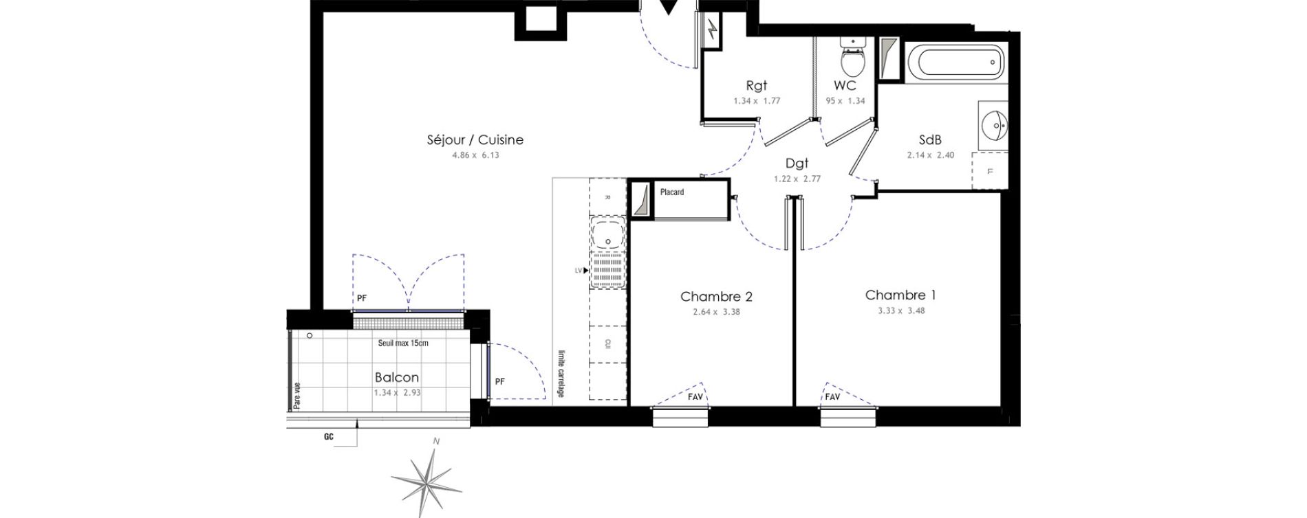 Appartement T3 de 62,91 m2 &agrave; Fontenay-Aux-Roses Centre