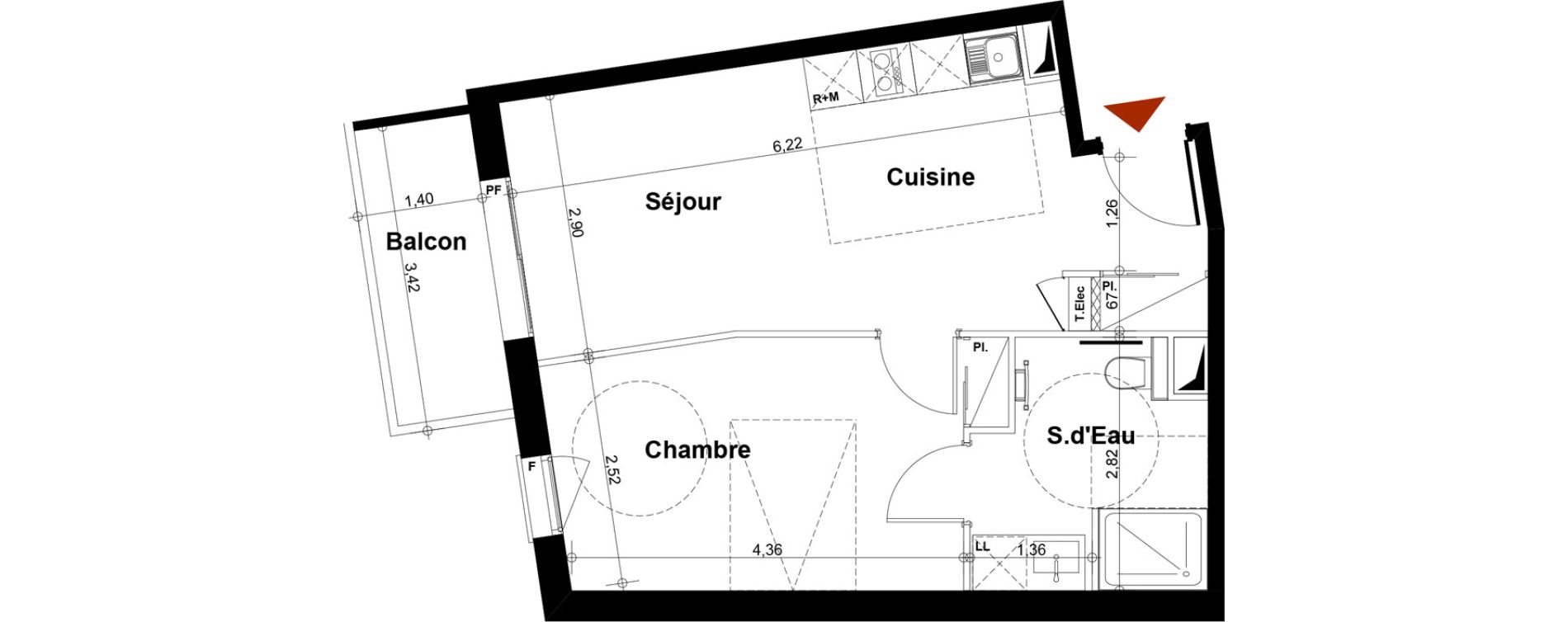 Appartement T2 de 40,87 m2 &agrave; Fontenay-Aux-Roses Scarron