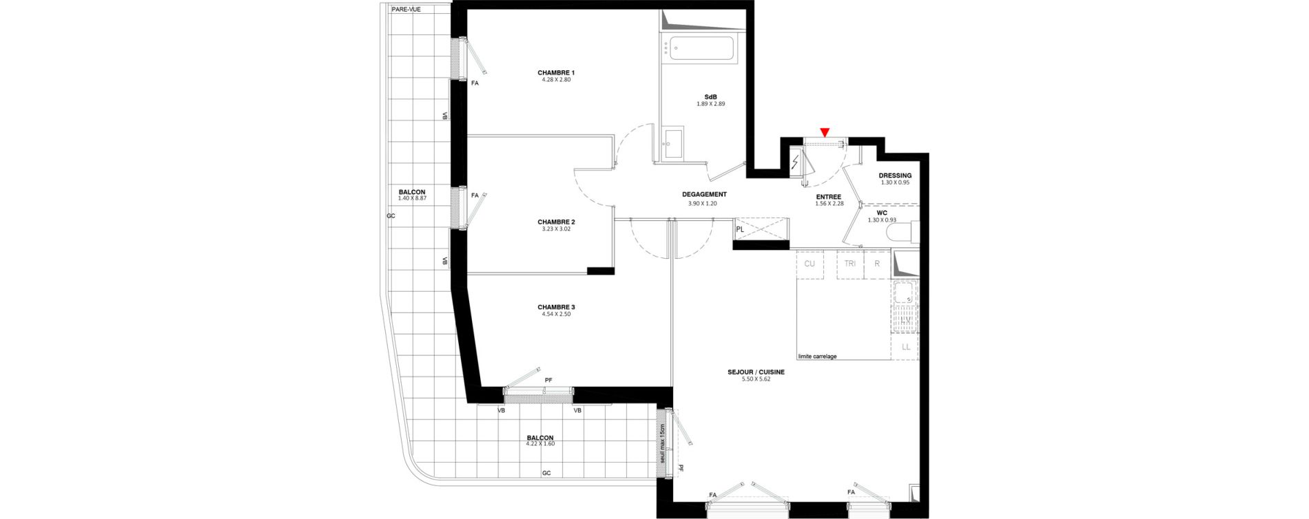 Appartement T4 de 82,60 m2 &agrave; Fontenay-Aux-Roses Paradis - blagis
