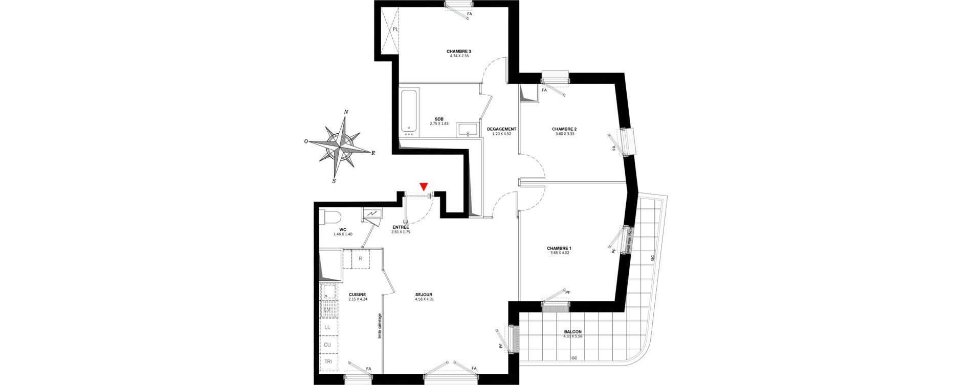 Appartement T4 de 81,40 m2 &agrave; Fontenay-Aux-Roses Paradis - blagis