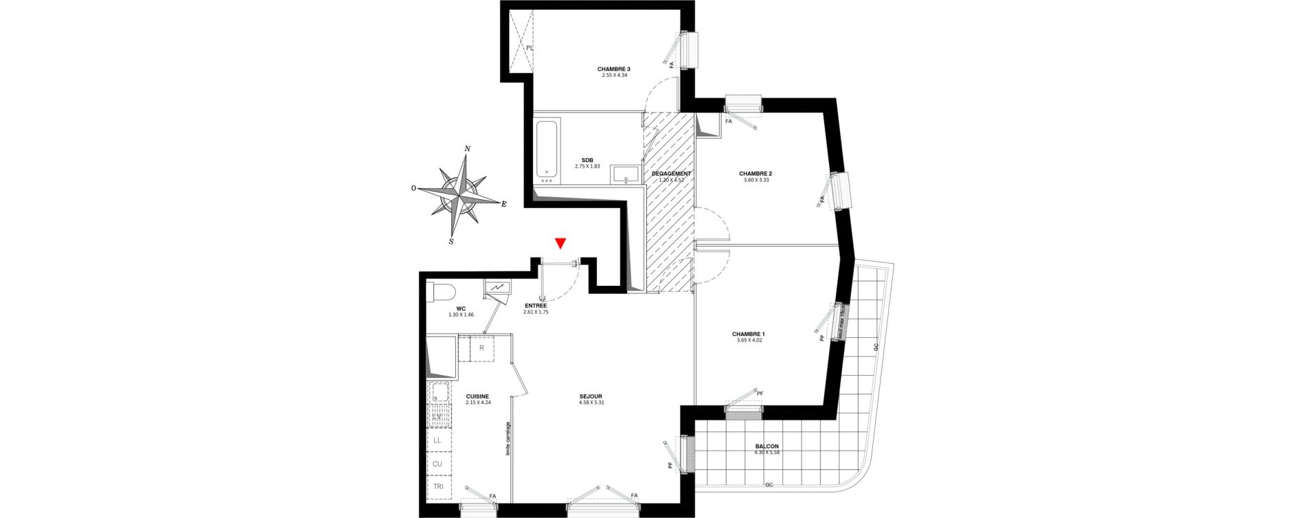 Appartement T4 de 81,40 m2 &agrave; Fontenay-Aux-Roses Paradis - blagis
